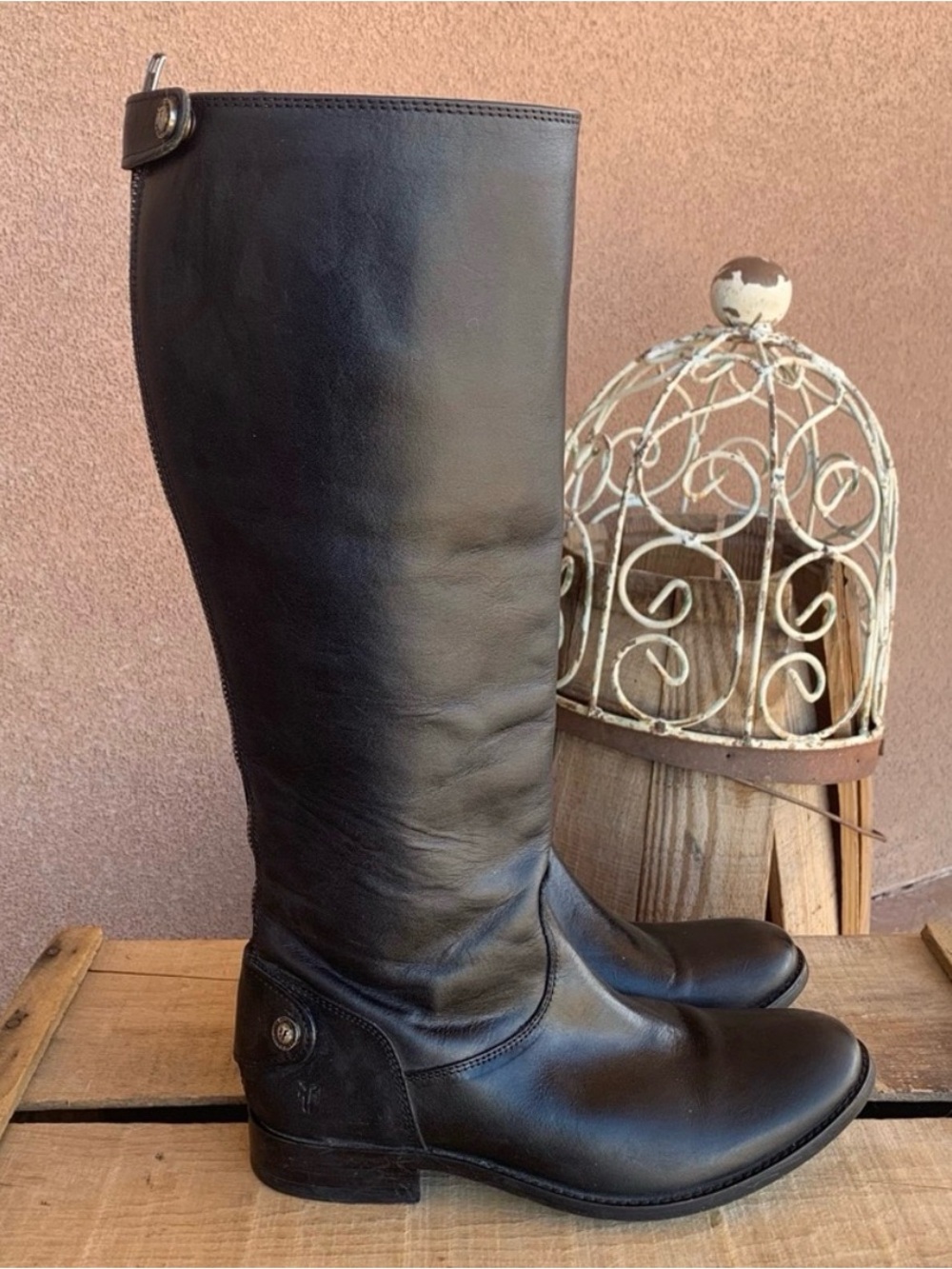 Frye Melissa Black Button Boot